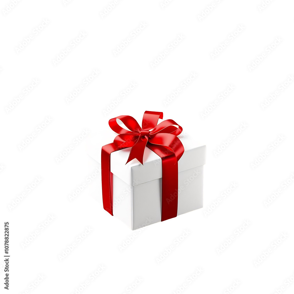 White Gift Box with Red Ribbon White Gift Box with Red Ribbon