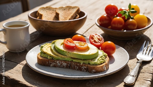 Avocado Toast with Cherry Tomatoes and Sunny-Side-Up Egg