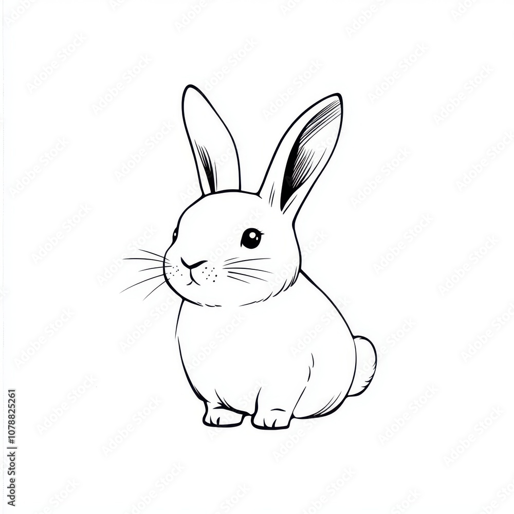 Obraz premium A cute, illustrated rabbit in a simple, minimalist style. Perfect for children's books or nature-themed projects.