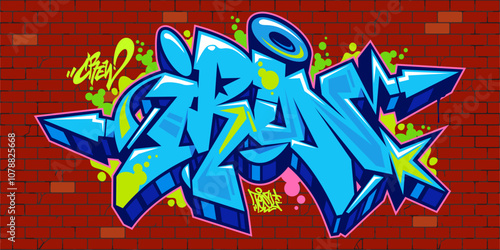 Hip Hop Abstract Word Iron Graffiti Style Font Lettering Vector Illustration Template Art
