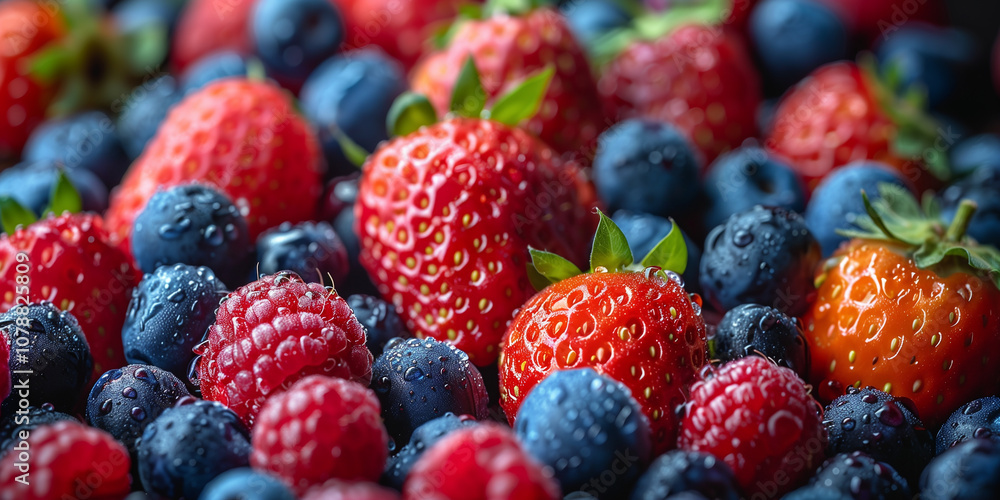 blueberries and raspberries on a plate blueberries and raspberries on a plate