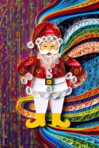 Santa Claus in a Rainbow of Paper Art