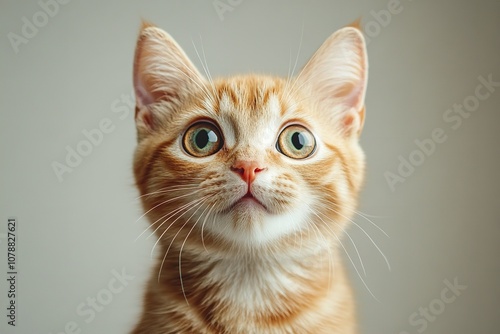 Surprised and furious cat isolated background. Generative Ai