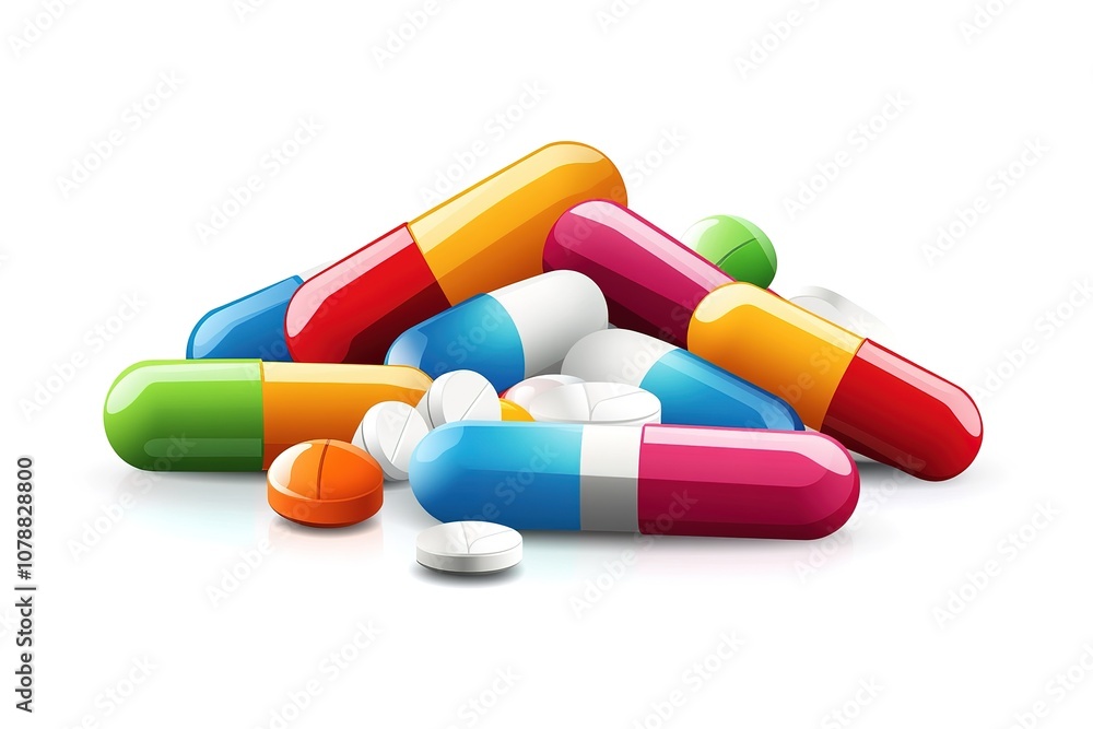 Heap of different colorful pills isolated on white
Heap of different colorful pills isolated on white
