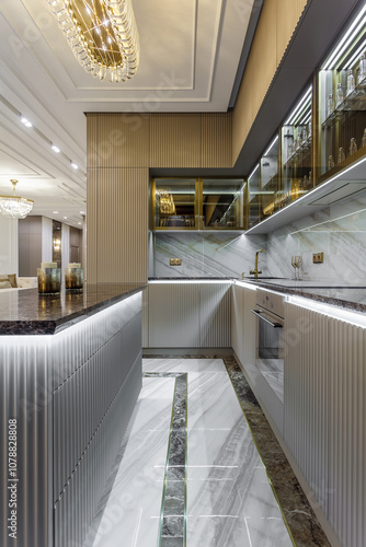 Luxury Kitchen Design, italian marble and granite countertop