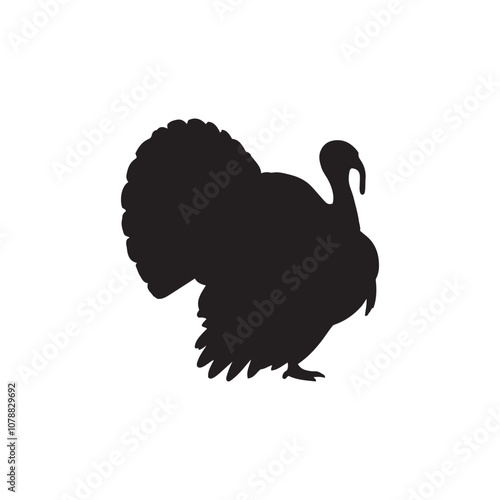 Turkey silhouette, turkey silhouette - vector illustration, Turkey silhouette vector black and white. Turkey logo.