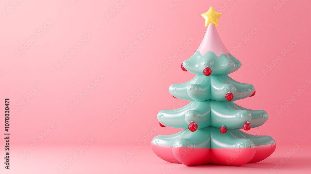 3D rendering, inflatable Christmas tree, space for text 3D rendering, inflatable Christmas tree, space for text