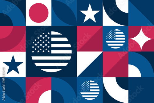 Bill of Rights Day. December 15. Seamless geometric pattern. Template for background, banner, card, poster. Vector EPS10 illustration.