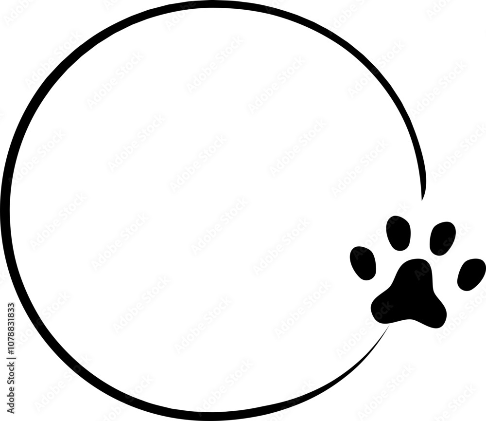 Cat dog pet doodle frame, hand drawn border with paw. Footprint decoration. Cat dog pet doodle frame, hand drawn border with paw. Footprint decoration.
