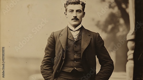 A young man in a suit and tie poses for a photo.