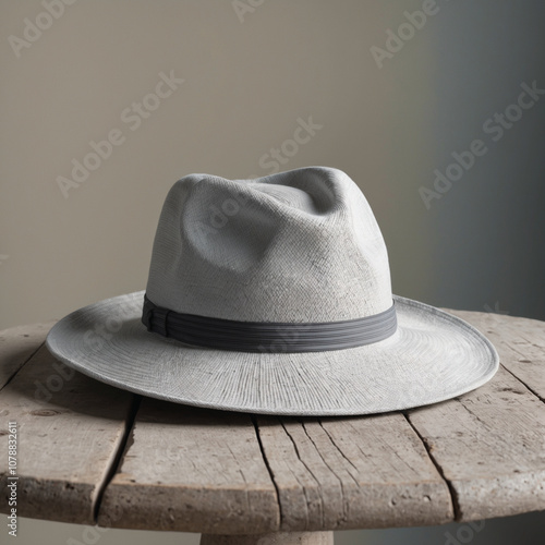 mockups of hats, thermos bottles, attractive colors accompanied by a clean table background