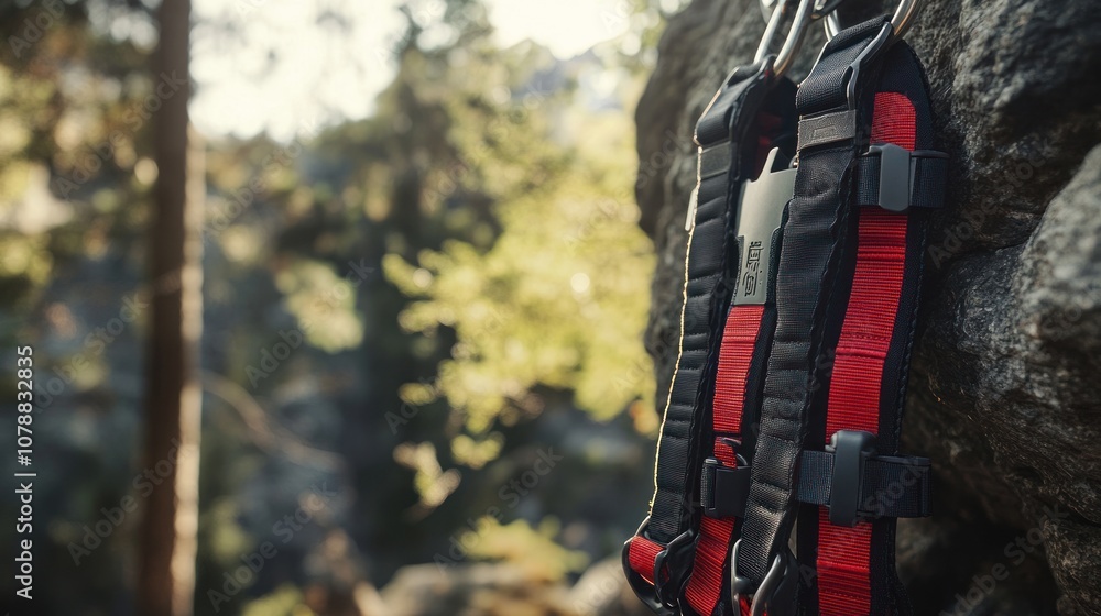 Fototapeta premium Climbing Harness in a Forest Setting