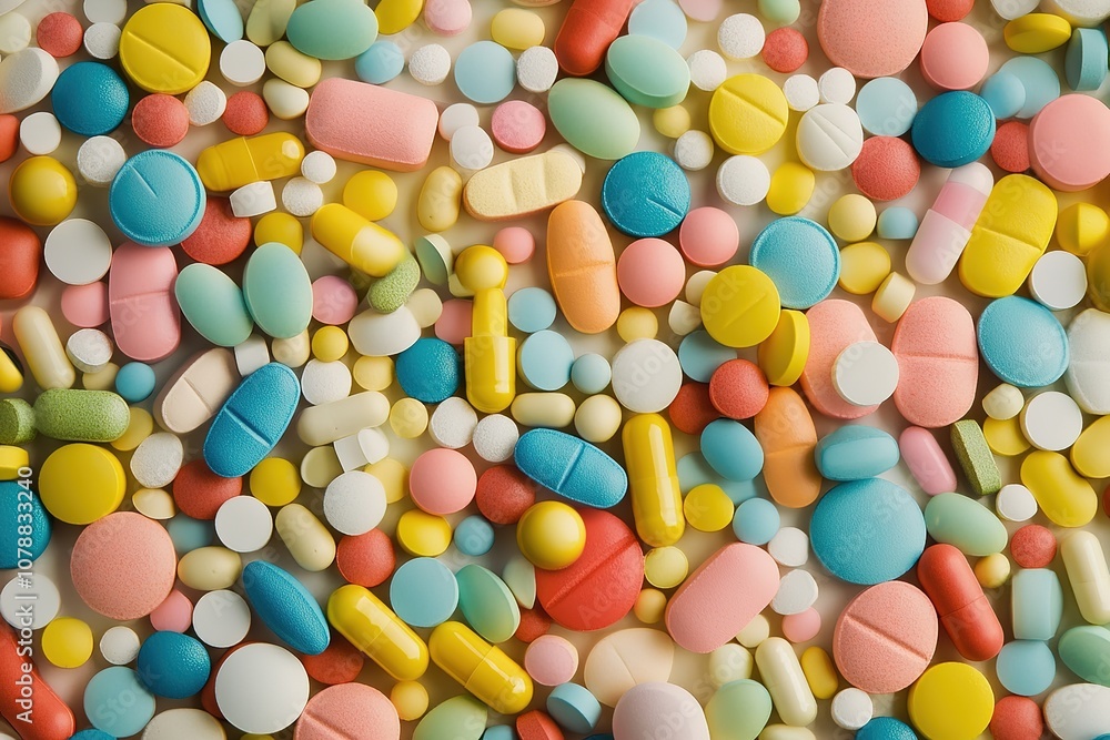 Colorful pills on grey background
Colorful pills on grey background