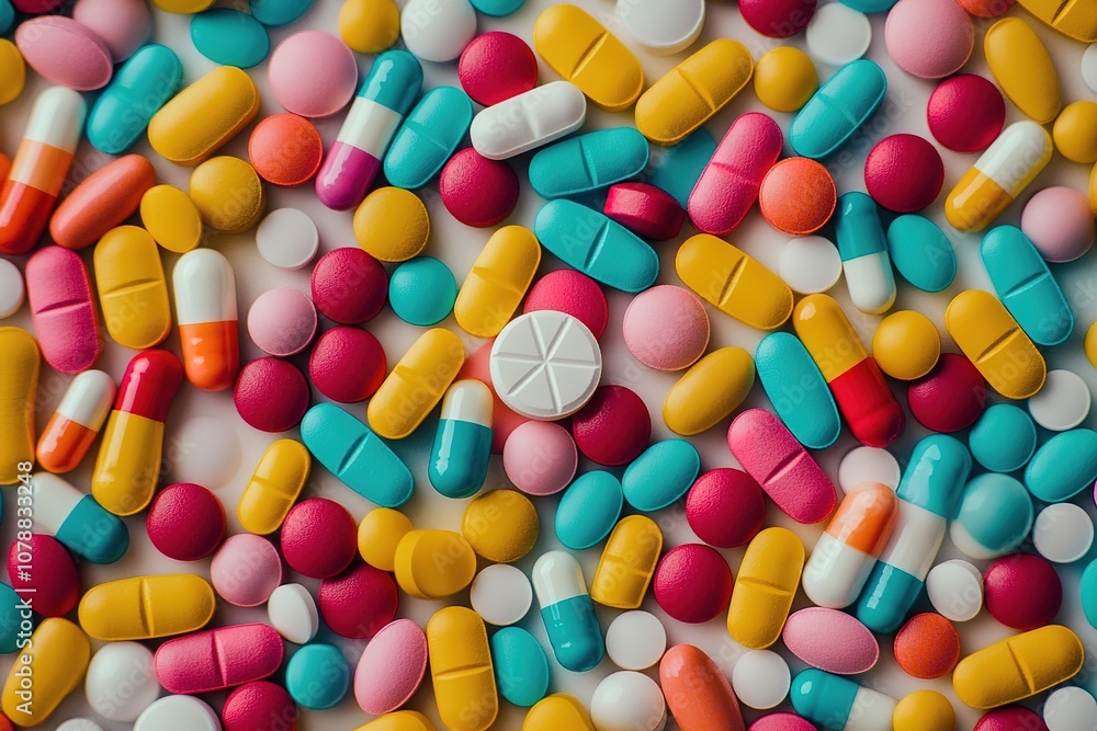 Colorful pills on grey background
Colorful pills on grey background