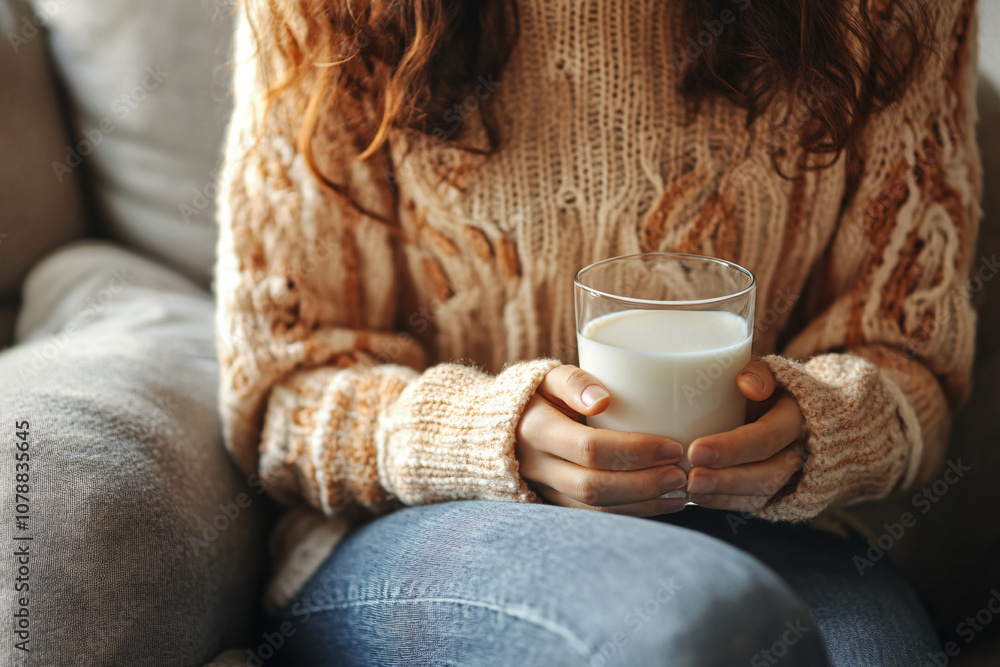 woman with cup of milk in hands woman with cup of milk in hands