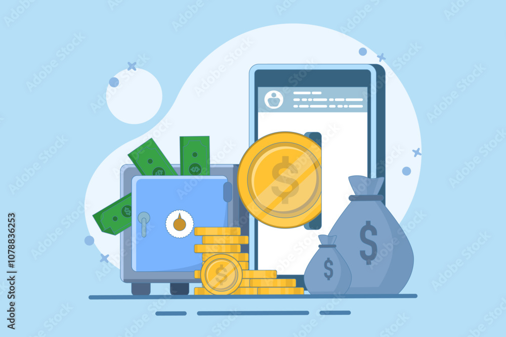 Concept of investment money, growth, success, growth chart. Concept of financial success, finance, profit. Flat vector illustration on background. Concept of investment money, growth, success, growth chart. Concept of financial success, finance, profit. Flat vector illustration on background.