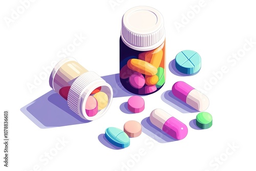 Watercolor pill. Illustration clipart isolated on white background.
