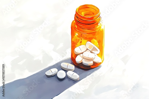 Tapety artystyczne opened bottle with pills 