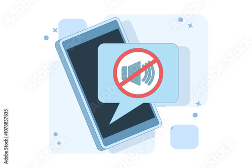 Wallpaper Mural Concept of mute mode sign for mobile phone, no sound sign, flat cartoon volume off for smart phone, silent zone symbol of mobile phone. Isolated flat vector illustration. Torontodigital.ca