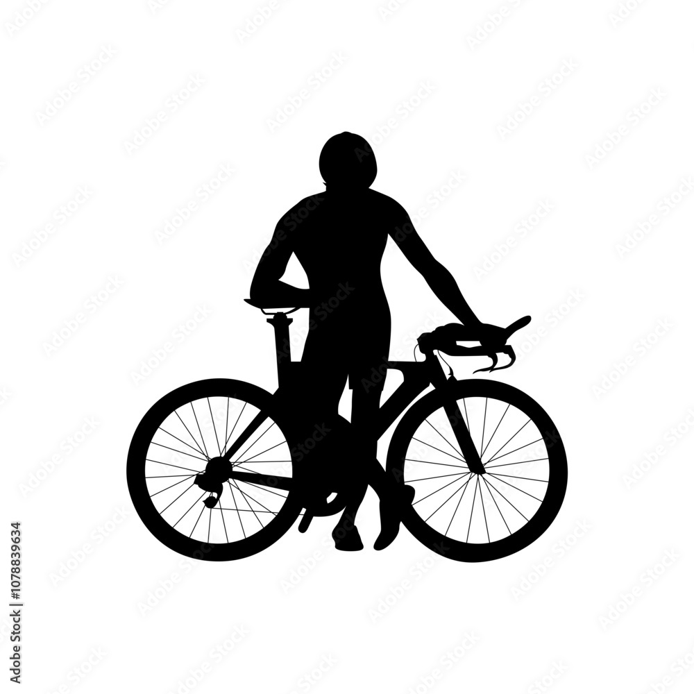 Cyclist vector. Silhouettes of people riding bicycles in different positions. Cyclist vector. Silhouettes of people riding bicycles in different positions.