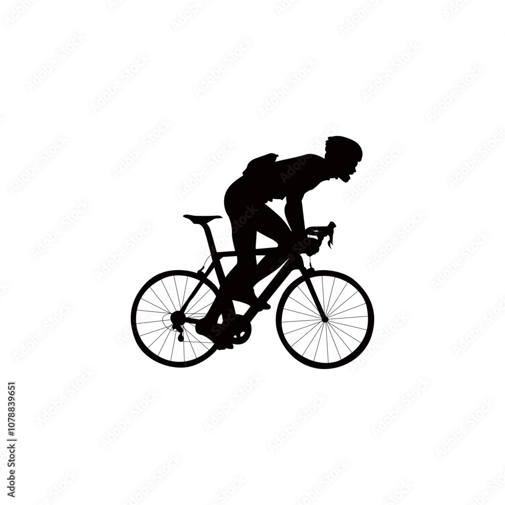 Obraz premium Cyclist vector. Silhouettes of people riding bicycles in different positions.