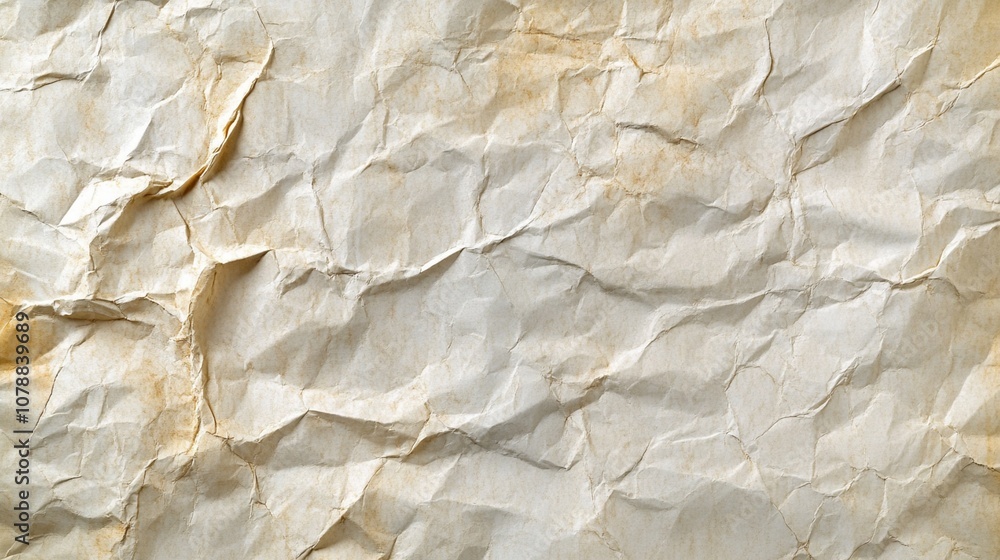 Crumpled parchment texture with intricate folds and creases, creating a vintage, weathered appearance. Soft beige tones evoke nostalgia and timelessness. Crumpled parchment texture with intricate folds and creases, creating a vintage, weathered appearance. Soft beige tones evoke nostalgia and timelessness.