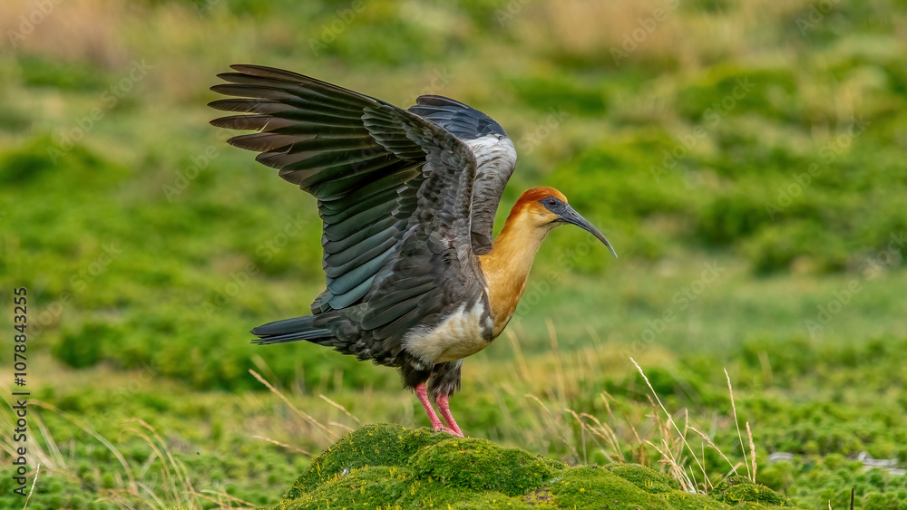 Living in its natural habitat in rural Ecuador, Theristicus melanopis