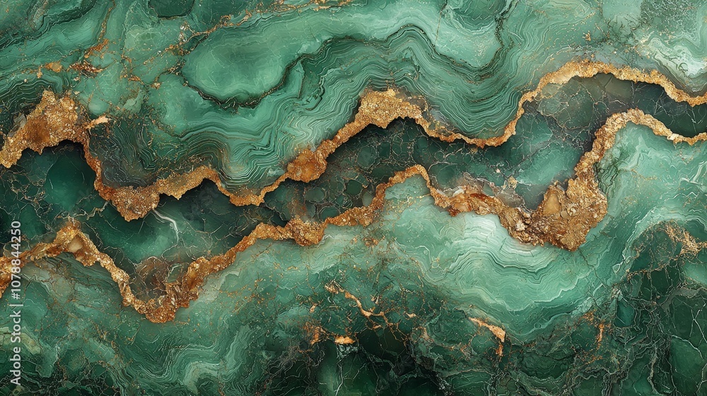 A vibrant green and gold abstract pattern resembling natural stone or marble. A vibrant green and gold abstract pattern resembling natural stone or marble.
