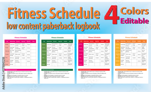 Fitness Schedule low content paperback Logbook.