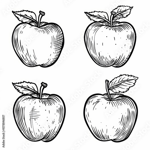 Line drawing icon of apple fruit