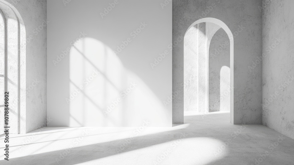 Abstract Gallery Room. Contemporary Architecture with Elegant Open Space and Blank Picture Frame