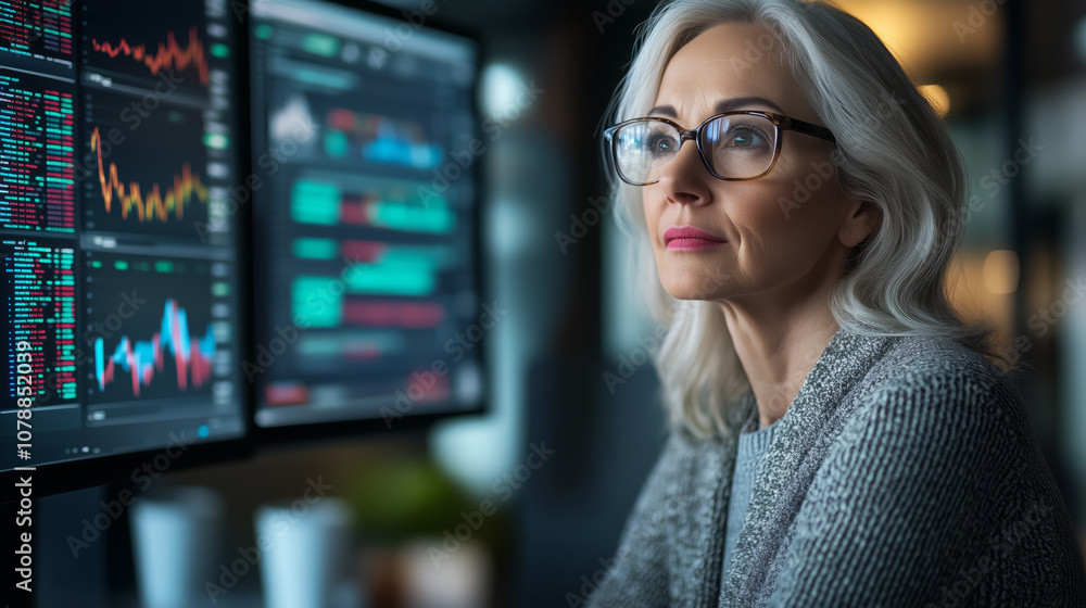 Focused Businesswoman Analyzing Market Data
Focused Businesswoman Analyzing Market Data