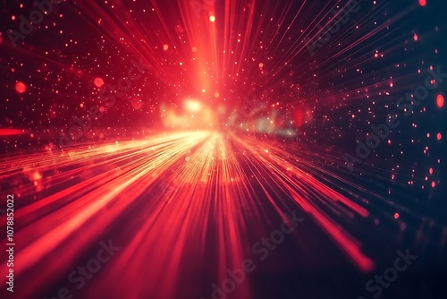 Abstract glowing red light streaks