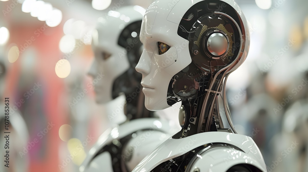 Fototapeta premium Visualization pattern recognition and machine learning through smart robots generated illustration