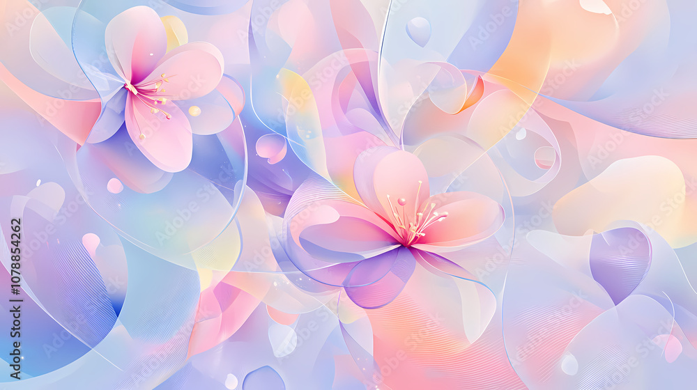 Obraz premium Abstract floral design in pastel colors for prints, postcards or wallpaper. ai. Pastel. Illustration
