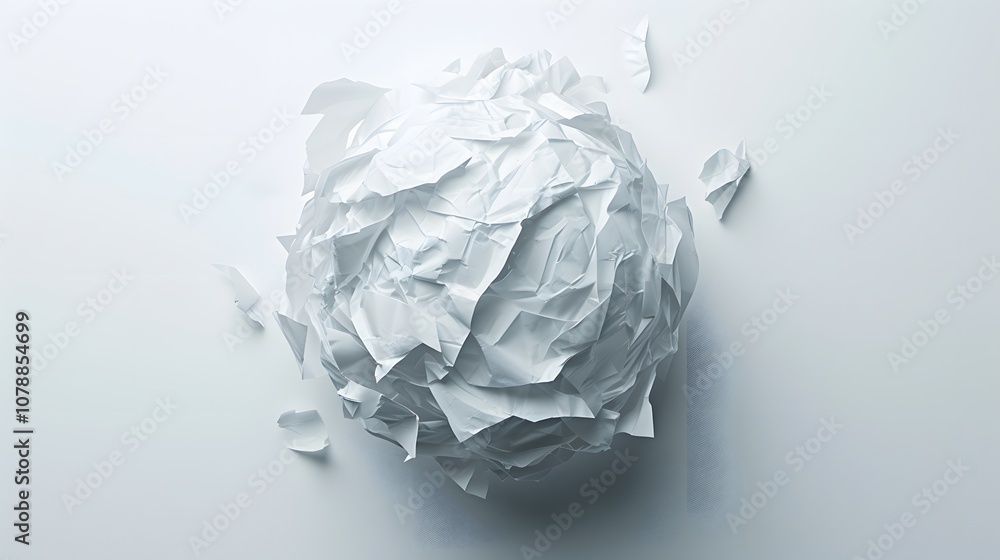 White paper crumbled into ball then unfolded and displayed flat generated illustration White paper crumbled into ball then unfolded and displayed flat generated illustration