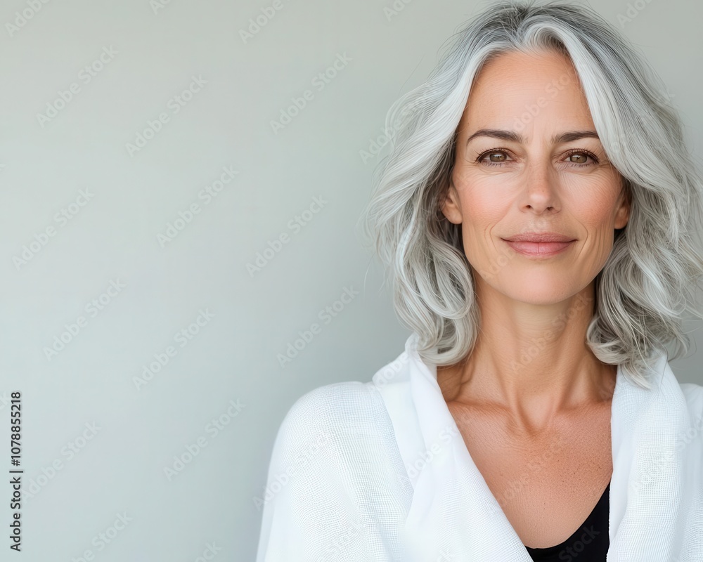 Mature woman with soft, radiant skin in natural light, ageless beauty, timeless grace and confidence Mature woman with soft, radiant skin in natural light, ageless beauty, timeless grace and confidence