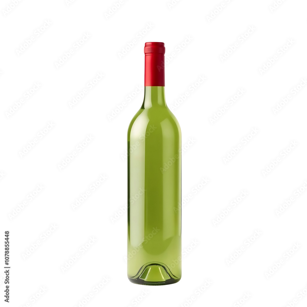 Green Wine Bottle with Red Cap Isolated Green Wine Bottle with Red Cap Isolated