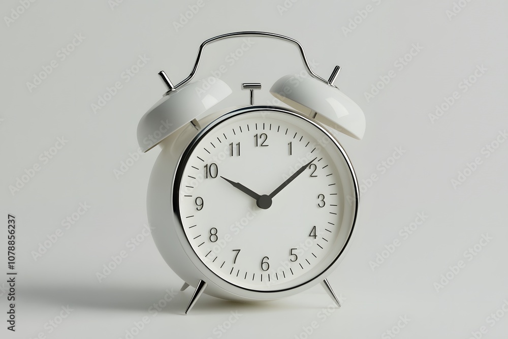3D render of a simple alarm clock icon on a white background 3D render of a simple alarm clock icon on a white background