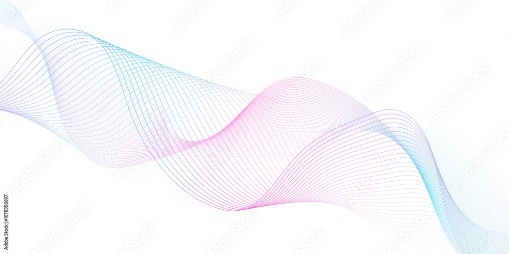 White wave curve lines banner background design. Abstract soft wave lines dynamic flowing purple and blue isolated background. Vector Illustration of the pink pattern of lines. stripes on white.	
