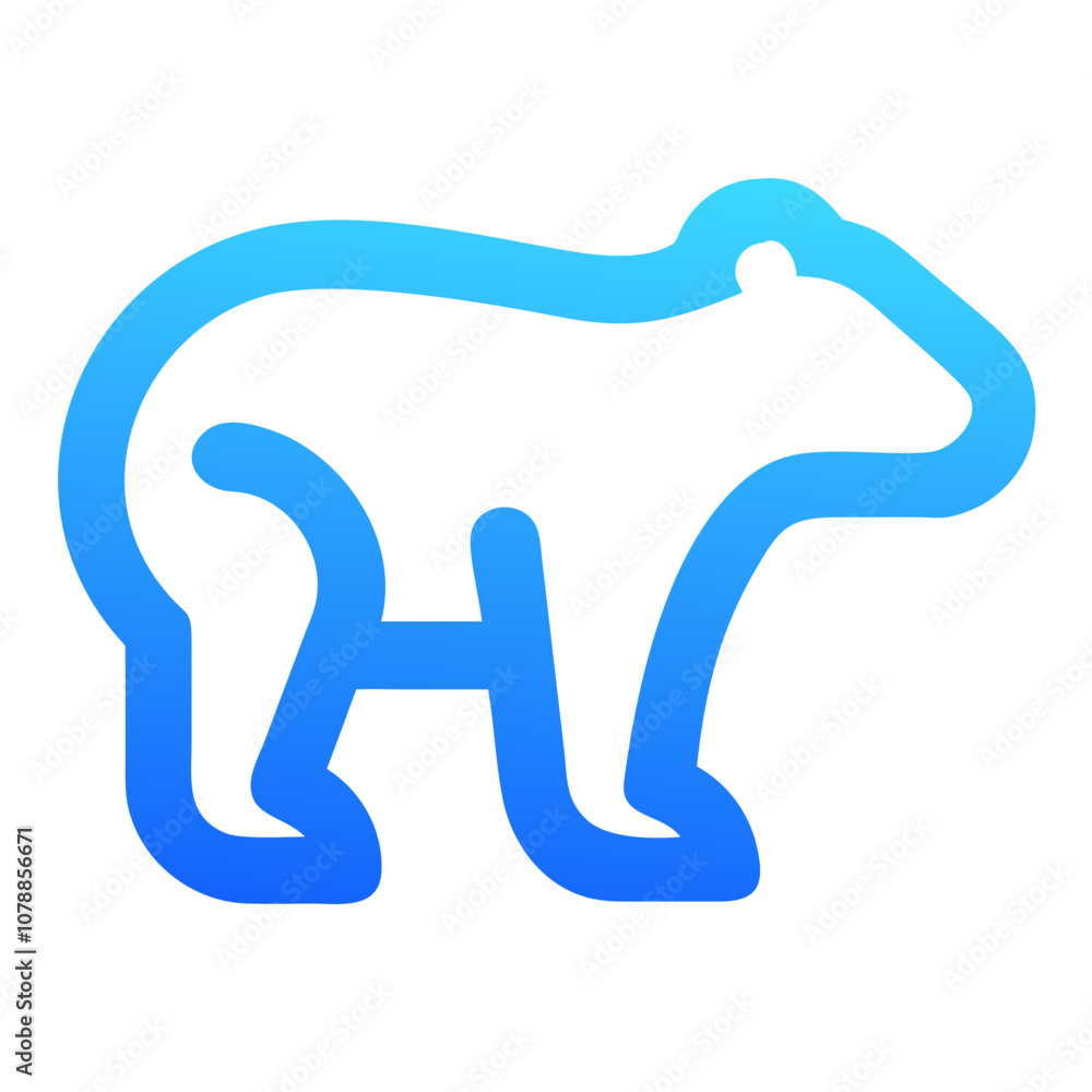 Vector blue polar bear silhouette icon for wildlife and conservation designs Vector blue polar bear silhouette icon for wildlife and conservation designs