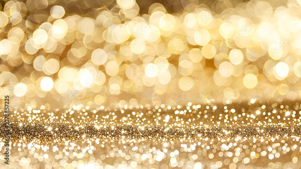 Abstract Golden Bokeh Background with Glitter Texture and Blurry Lights Creates a Festive Atmosphere Abstract Golden Bokeh Background with Glitter Texture and Blurry Lights Creates a Festive Atmosphere
