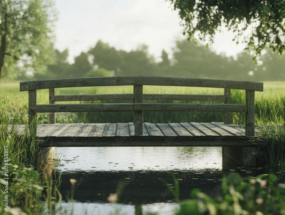 Rustic Wooden Bridge over Water Rustic Wooden Bridge over Water