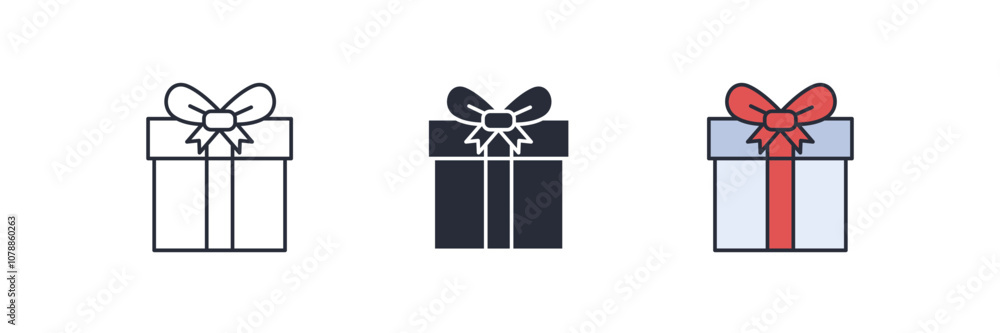 Gift box icon. Gift box Symbol sign for mobile concept and web design. Vector icon, Logo illustration, Vector graphics