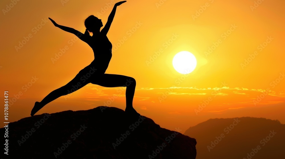 Silhouette of Woman Practicing Yoga at Sunset Silhouette of Woman Practicing Yoga at Sunset