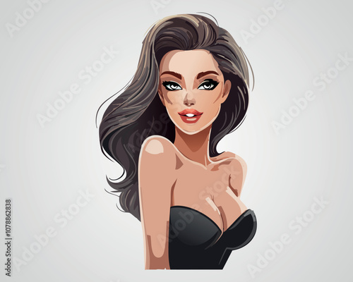 Attractive Woman in Lingerie Vector Illustration