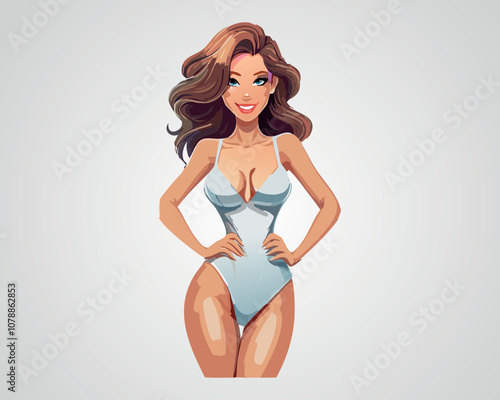Attractive Woman in Lingerie Vector Illustration
