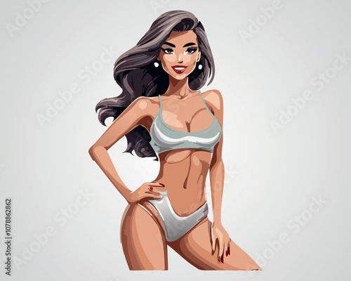 Attractive Woman in Lingerie Vector Illustration