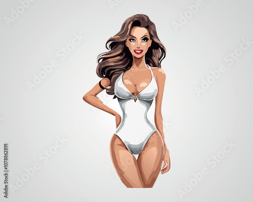 Attractive Woman in Lingerie Vector Illustration