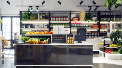 Modern Grocery Store with Fresh Produce Display